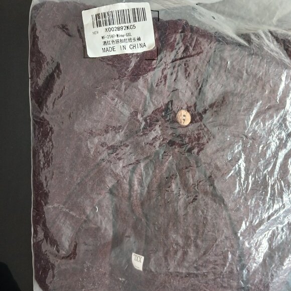 New Long Sleeve Button Down Shirts wine Red XXL - Picture 5 of 5